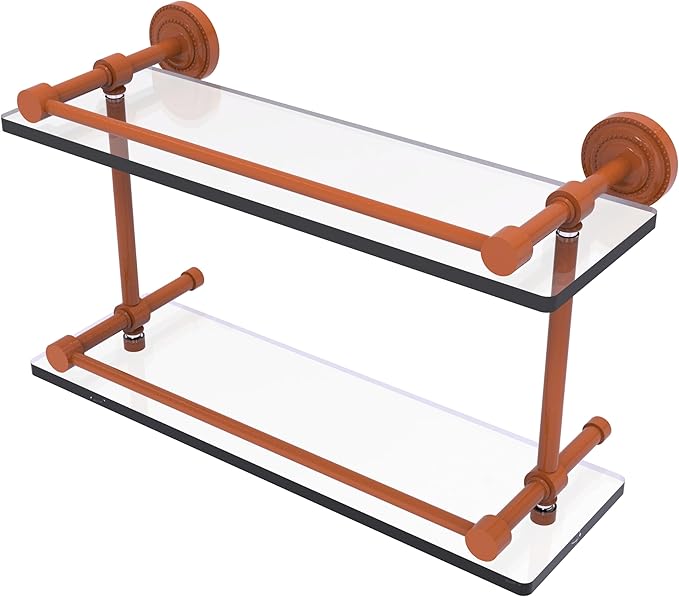 Allied Brass DT-2/16-GAL-ASP Dottingham 16 Inch Double Glass Shelf with Gallery Rail, Autumn Sparkle
