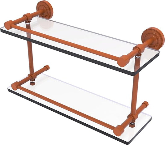 Allied Brass DT-2/16-GAL-ASP Dottingham 16 Inch Double Glass Shelf with Gallery Rail, Autumn Sparkle
