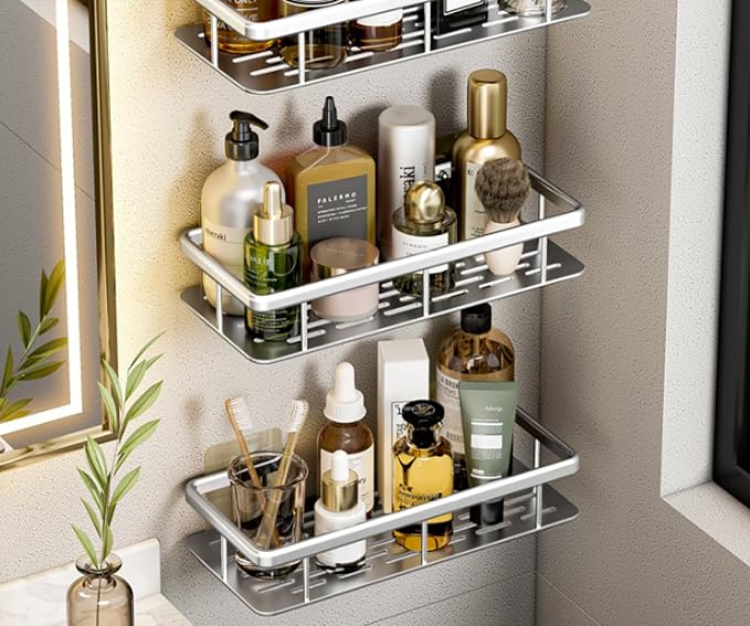 Storage Shelves, Bathroom washbasin Storage, Three-Layer Patch Square Basket-