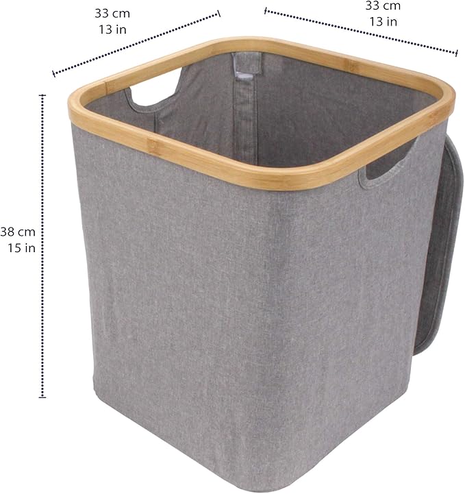 Foldable Bamboo Laundry Hamper with Lid - Decor Essentials for Any Room - Medium - Square - Brown