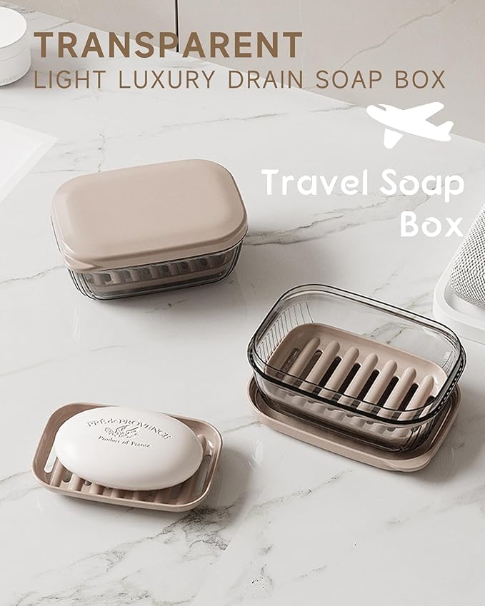 PEISAINOX Travel Soap Case, Leakproof Soap Container with Lid, Portable Bar Soap Holder for Traveling, Soap Dishe for Bathroom, Shower, Gym, School, Camping, Vacation, Outdoor,Travel Essentials