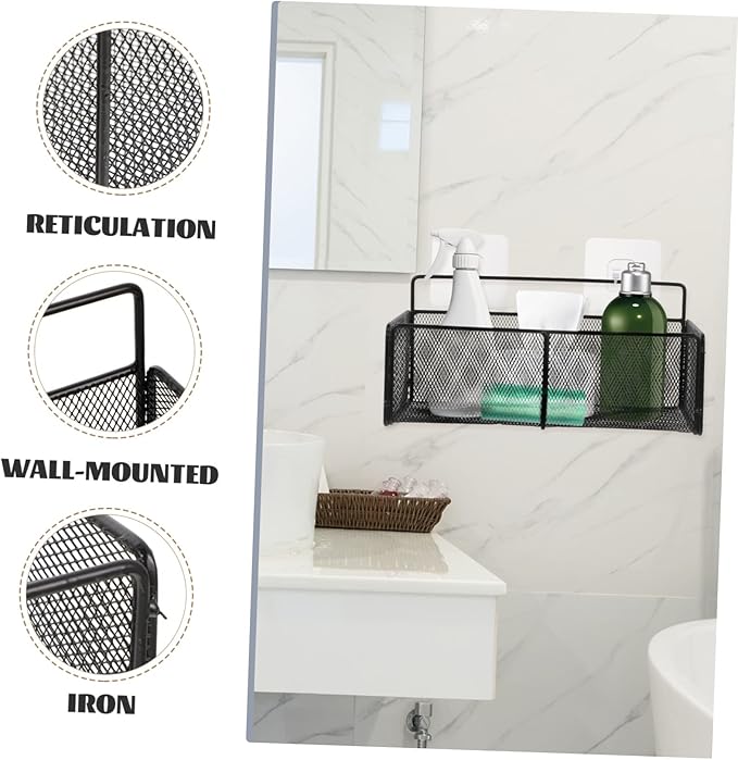 Mobestech 1Set No Drilling Bathroom Shelf Wall Mounted Rack Organizer for Makeup Shampoo Sturdy Storage for Bathroom Kitchen Easy Self Installation