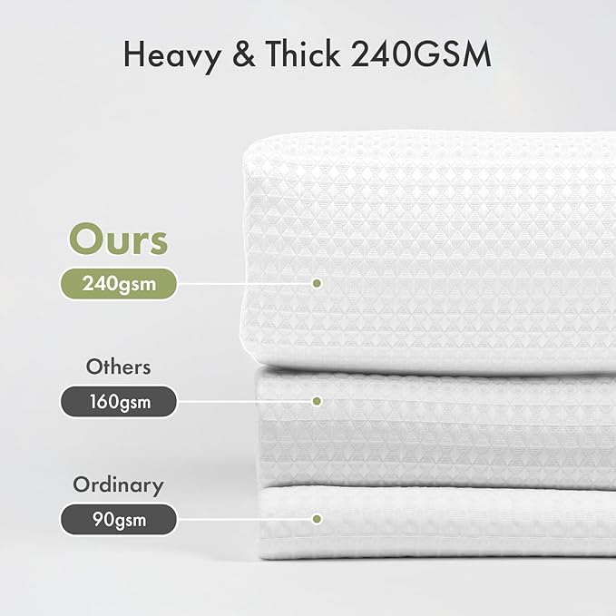 AmazerBath White Shower Curtain 80 Inches Long, Waffle Shower Curtain 72x80 Inches, Long Shower Curtain Fabric, Heavy Duty 240GSM, Hotel Quality, Bathroom Curtain, Premium Polyester