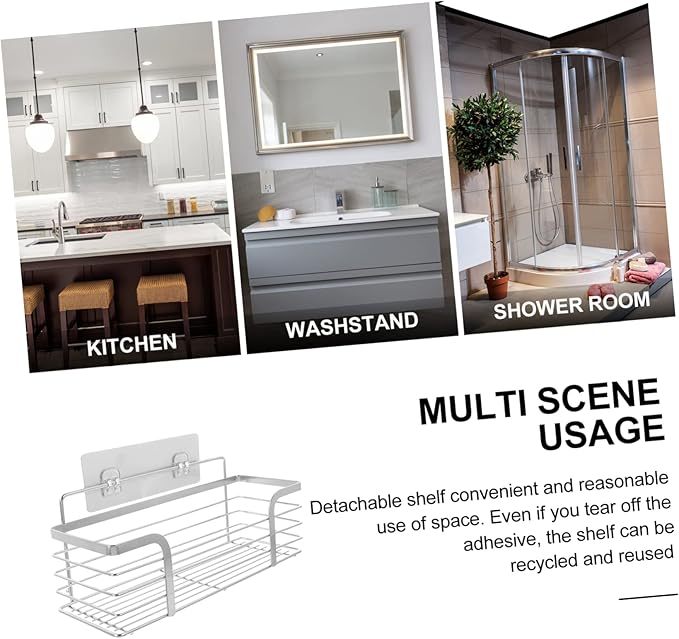 Unomor Stainless Steel Storage Mounted Bathroom Shelf Organizer Shampoo Holder Floating Shelves for Bathroom Decorations