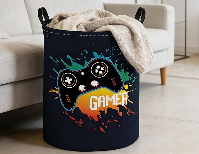 Kids Laundry Basket Game Hamper for Nursery Boys Hamper Cute Kids Storage Bin Room Decor for Home(Game)