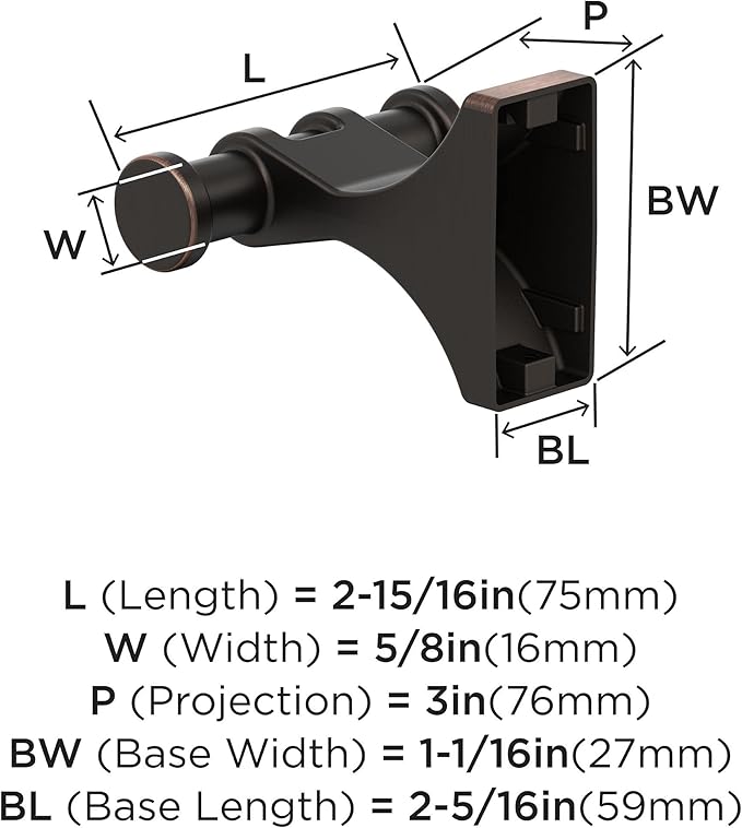 Amerock BH36050ORB | Oil Rubbed Bronze Double Robe Hook | 2-15/16 in. (75 mm) Length Towel Holder | Davenport | Towel Hook for Bathroom | Bathroom Hardware | Bath Accessories