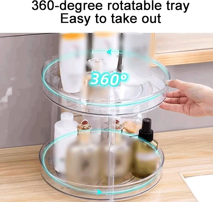 Removable Countertop Bathroom Shelf Plastic Rotatable Bathroom Shelf Transparent Removable Bathroom Shelf Multifunctional Large Capacity