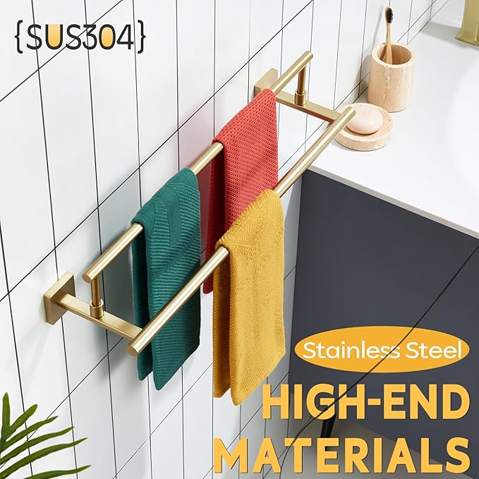 KOKOSIRI Hand Towel Bar 20 Inch Bath Towel Holder Bathroom Racks 50CM for Cabinet Kitchen Rails Brushed Gold Stainless Steel B5009BG-L20