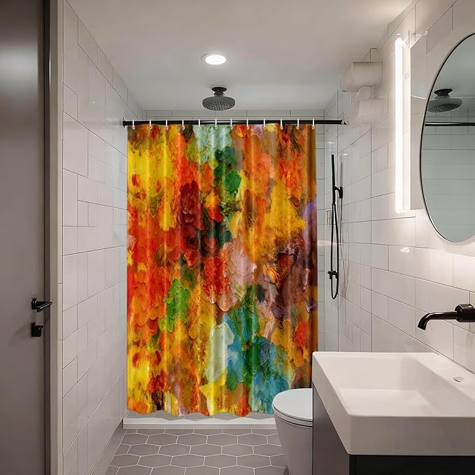 Shrahala Colorful Abstract Paint Decorative Shower Curtain, Multicolor Modern Artist Bathroom Décor Polyester Fiber Waterproof with Plastic Rings for Shower Stall Bathtubs 72 X 60 in