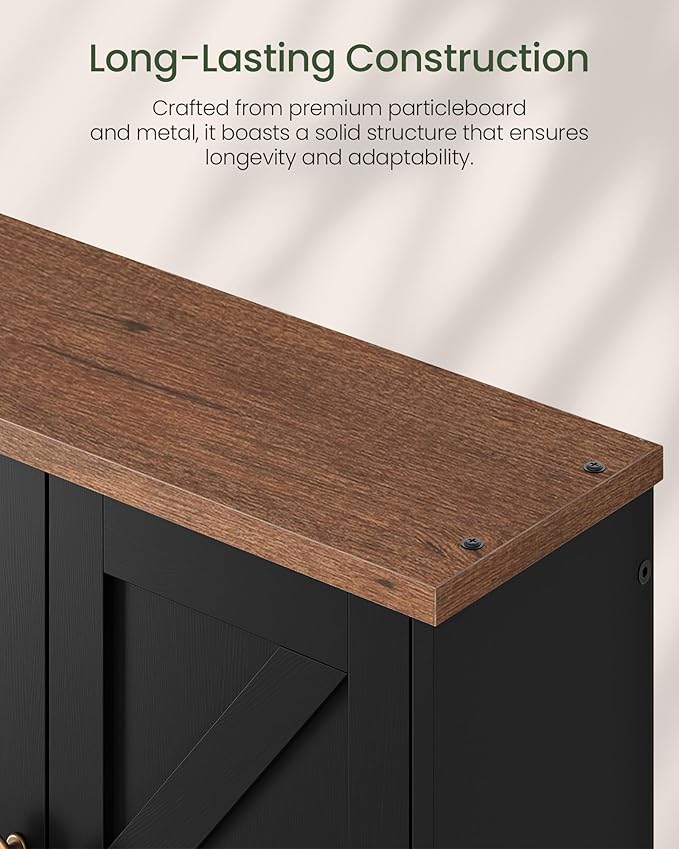 CHOEZON Bathroom Wall Cabinet, Medicine Cabinet with Open Partition and Towel Bar, Rustic Storage Cabinet with Open and Hidden Storage Space, for Bathroom, Living Room, Kitchen, Black and Walnut