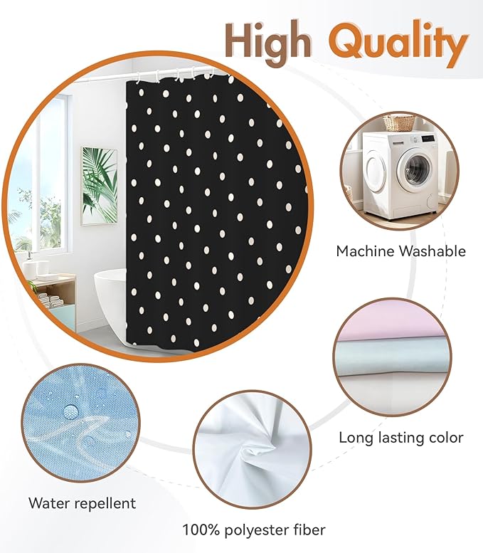 MAMUSE Shower Curtain for Bathroom - Cute Aesthetic Decorative Modern Girly Unique Girls Design Pretty Women Waterproof Fabric Cloth Cortinas de Baño Bathtub 72 x 72 Inch, Ploka Dots