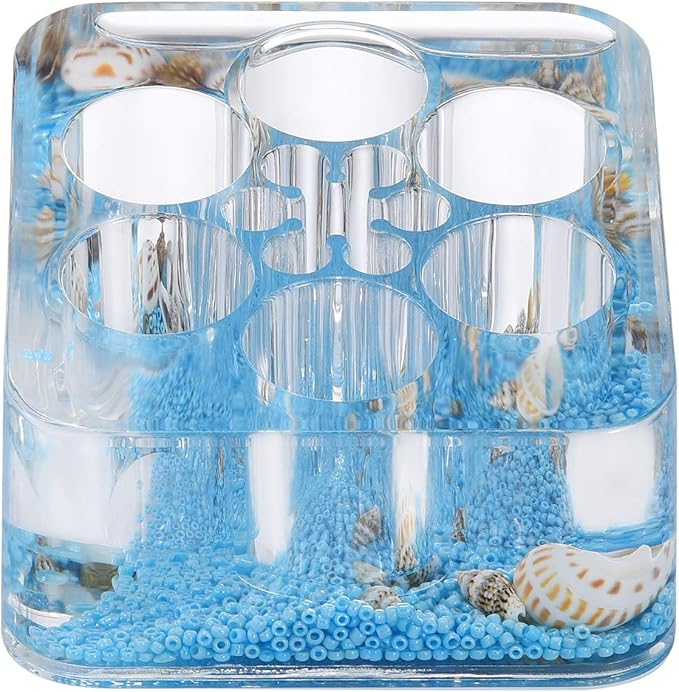 Locco Decor Acrylic Liquid 3D Floating Motion Square Lipstick Brush Makeup Holder Organizer Conch