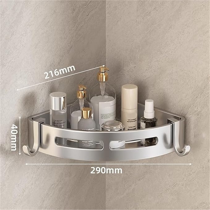 Triangular Wall-Mounted Shelf for Bathroom Or Toilet Area Rectangle Additional Balcony Storage Space for Small Bathrooms(Silver,Semicircle_1PCS NO Bars)