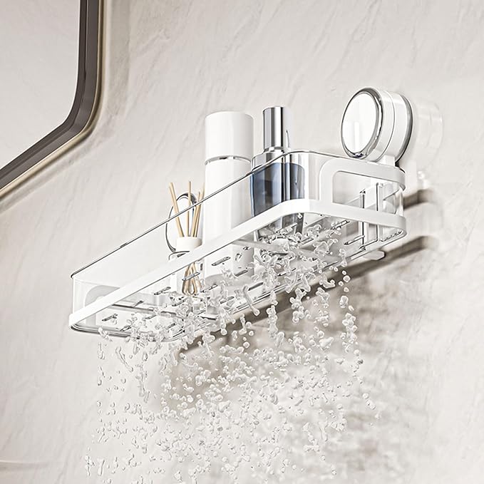 Sturdy Bathroom Shelf with Suction Cup Designs On Any Smooth Surfaces Water and Sturdy