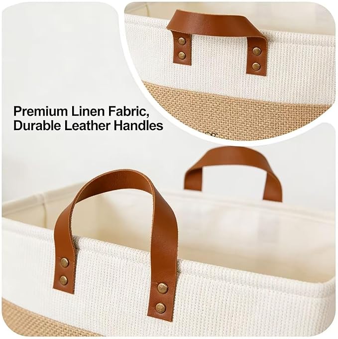 Foldable Storage Bags - Heavy-Duty Fabric Dirty Clothes Organizer, Large Capacity Space-Saving Storage for Clothes, Toys, Blankets, Sports Equipment, Living Room, Bedroom, etc. (Khaki, 65L)