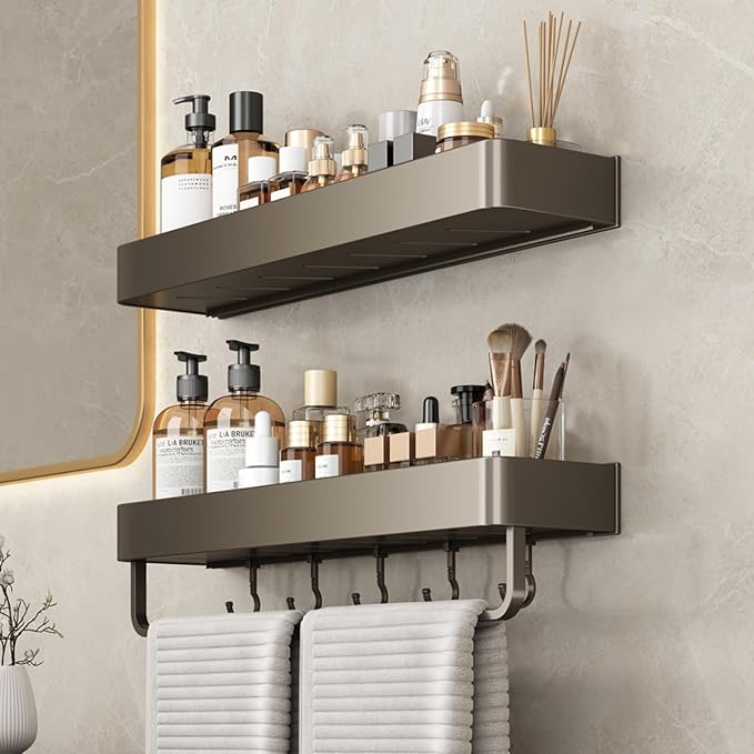 Bathroom Shelf washbasin Toilet Balcony Storage, Double Layer 50cm (Single Layer + with Hook)