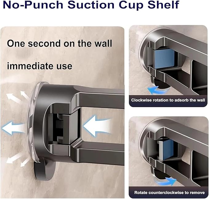Concealed Suction Cup Shelf, No Drilling, Heavy Duty Wall-Mounted Organizer for Bathroom and Kitchen Storage(30cm)