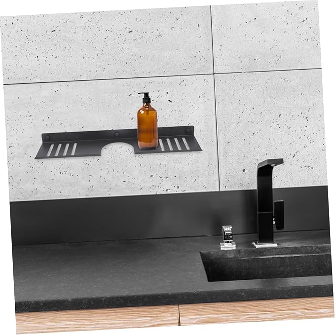 Over Sink Shelf Bathroom Organizer No Drill Wall-Mounted Design for Easy Storage Organization Over Bathroom Sink Minimalist Aesthetic Space-Saving Makeup Station Shaped Gun Grey