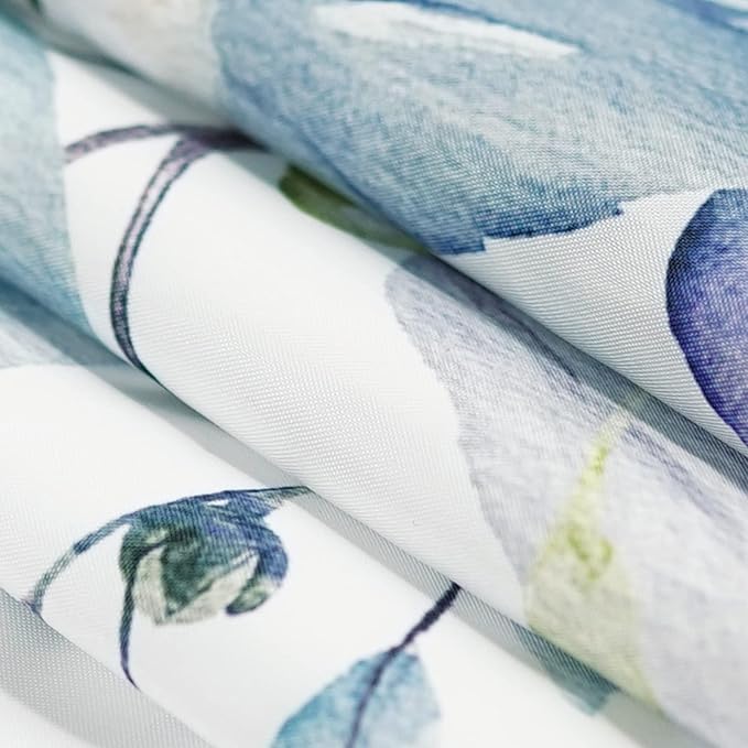 kampdream Teal Blue Plant Shower Curtain, Watercolor Eucalyptus Leaves On The Top Botanical Bathroom Shower Curtain 72 ×72 Inch