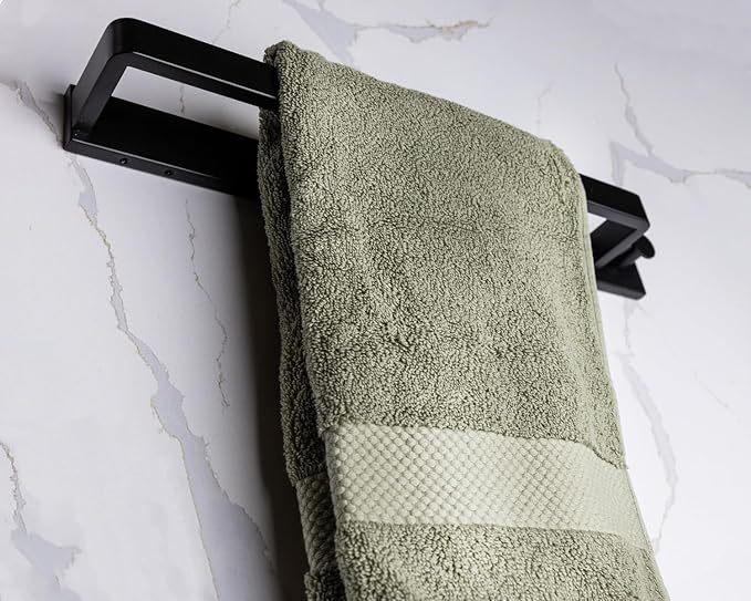 Saffron & Sage Towel Rack for Bathroom Wall Mounted, 17 Inch Heavy Duty Stainless Steel Bar, Easy Installation, Matte Black