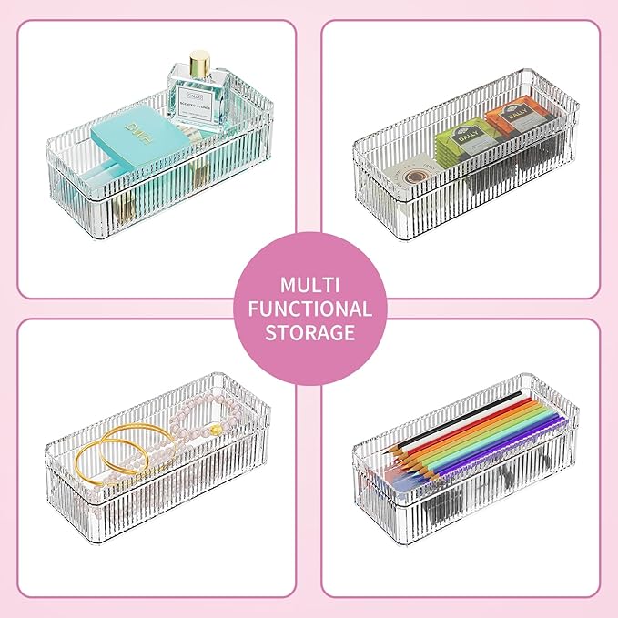 Acrylic Makeup Organizer, Organizer Tray, Vanity Cases, Nail Polish, Makeup, Perfume, Skincare Organizer Countertop, 2 Layers, Stackable
