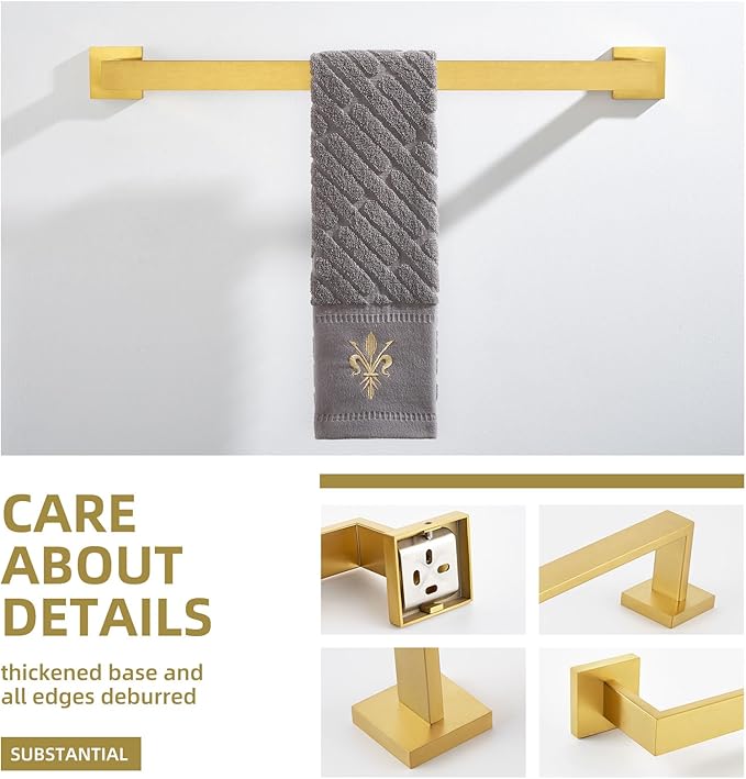 Bath Towel Bar 23.74", Angle Simple SUS304 Stainless Steel Bathroom Towel Holder, Shower Towel Rod, Single Towel Hanger Bar, Clothing Towel Rack for Wall, Brushed Dark Gold