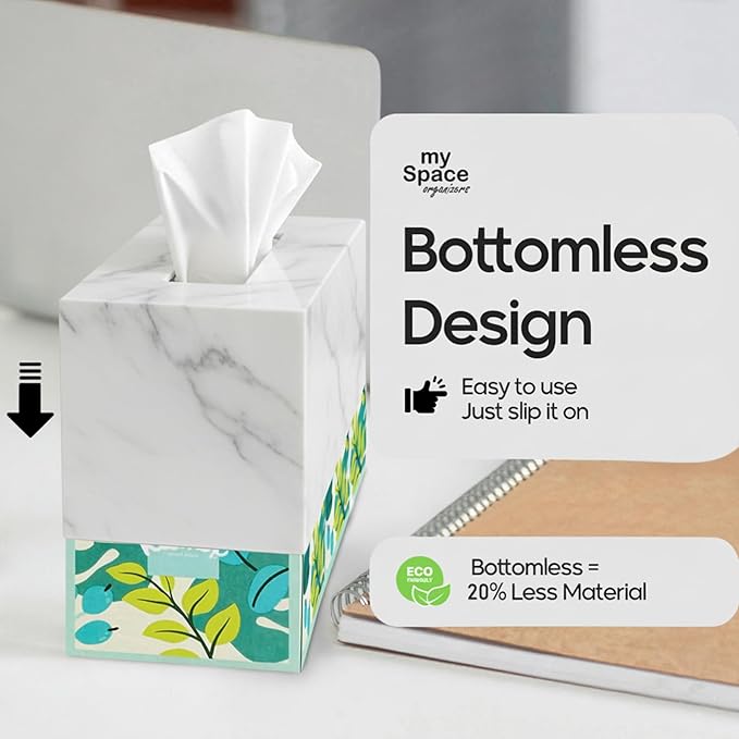 Tissue Box Cover Rectangle - Tissue Box Holder Rectangular - Compatible with Kleenex - Acrylic Marble Bathroom Accessories Decor