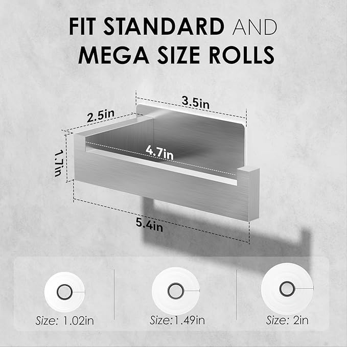 Auxmir Toilet Paper Holder Self Adhesive, Premium Thicken SUS304 Stainless Steel Rustproof Toilet Roll Holder No Drilling, Wall Mount Toilet Tissue Holder for Bathroom Kitchen Washroom, Brushed Nickel