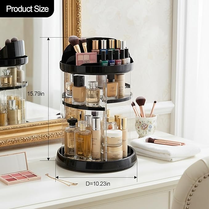 Cologne Organizer for Men,Nightstand Organizer,Cologne Shelf, Cologne Stand,Perfume Shelf with Rotate,Organizador de Perfumes,Dresser Drawer Organizers for Bedroom,Black