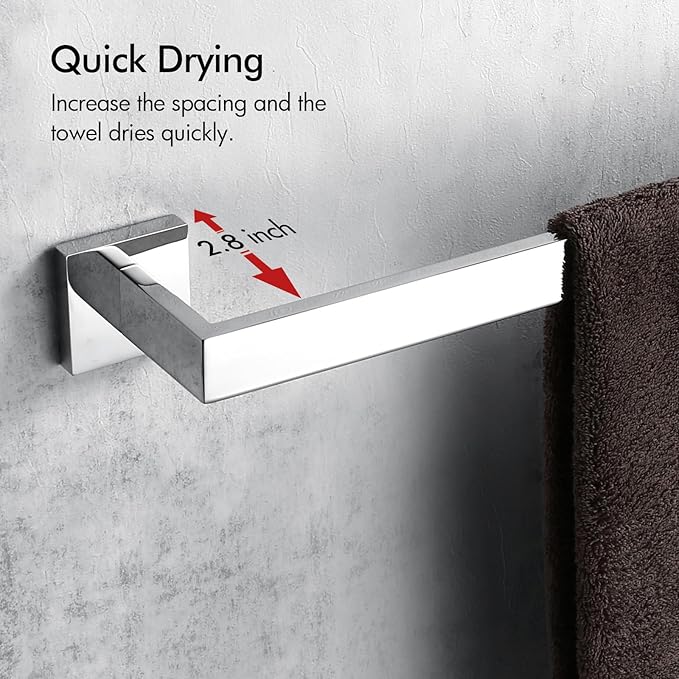 BANOLUX Towel Rack, 16-Inch Single Towel Bars for Bathroom, Towel Racks for Bathroom Wall Mounted SUS304 Stainless Steel Hand Towel Holder Organize Heavy Duty, Chrome Towel Bar