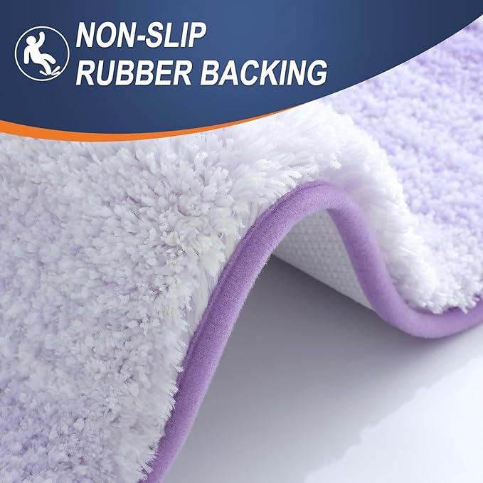 OLANLY Bathroom Rugs Mat 54x24, Extra Soft Absorbent Microfiber Bath Rug, Rubber Backing, Quick Dry, Machine Washable Bath Mats for Bathroom Floor, Tub and Shower, Home Decor Accessories, Light Purple