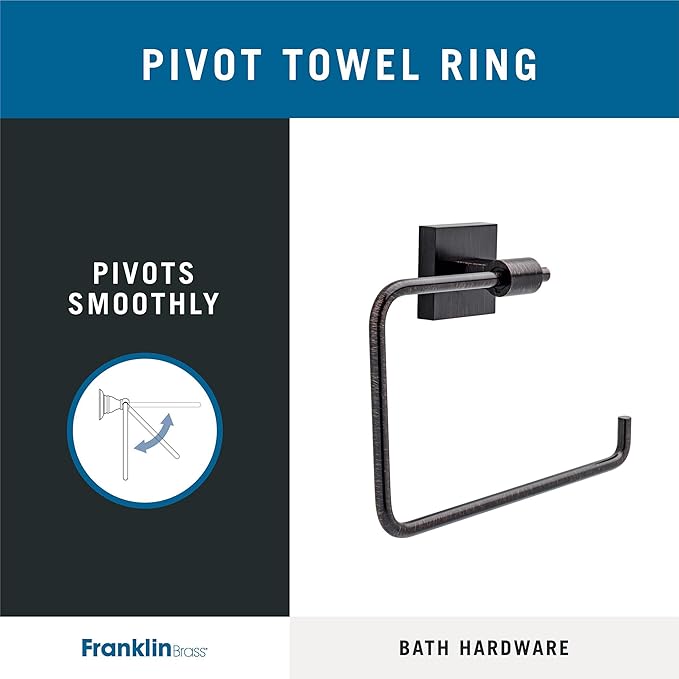 Franklin Brass Maxted (1-Pack) Hand Towel Holder Venetian Bronze Towel Racks for Bathroom Wall Square Towel Ring Holder for Bath Towel Hanger for Kitchen, Bathroom Accessories MAX46-VBR