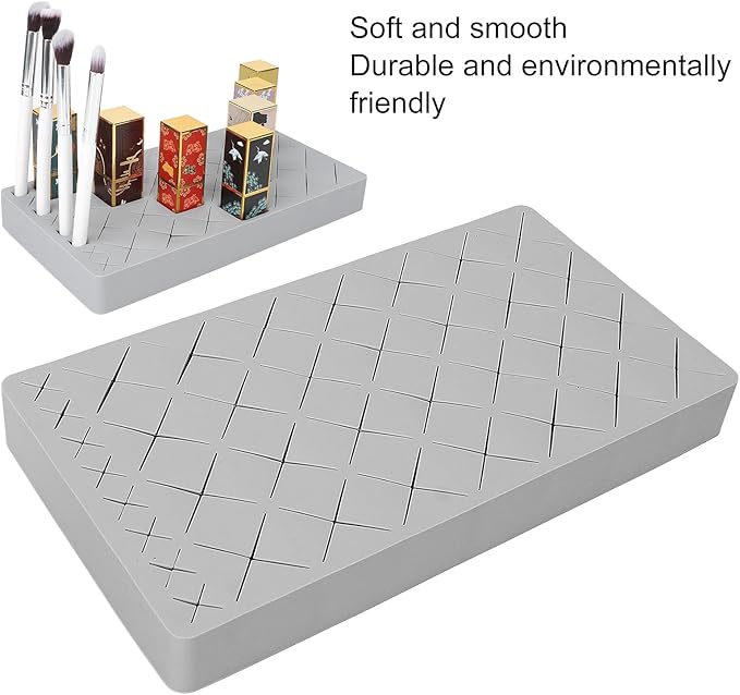 Minimalist Lipstick Organizer, Silicone Makeup Storage Box, 36 Grids, Gray, Beauty/Makeup