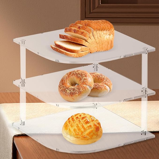 3 Tier Clear Acrylic Shelves, Non Slip Space-Saving Storage Organizer for Bathroom Kitchen Countertop Home and Restaurant, Acrylic Shelving for Toiletries Spices Decorative Items