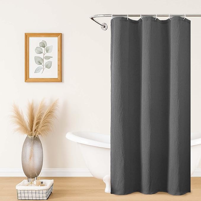 Aiyufeng 3D Textured Grey Small Shower Curtain for Bathroom, Fabric Shower Curtain Heavy Duty Cloth, Stall Size Narrow Bathroom Curtains, Machine Washable, 36x72 Inches