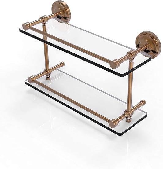 Allied Brass PRBP-2/16-GAL-BBR Prbp 2 Gal Prestige Regal Inch Double Gallery Rail Glass Shelf, 16 Inch, Brushed Bronze