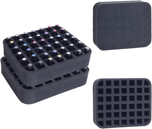 2 Pack Nail Polish Organizer Holder Foam Pad with Slots for Storage 84 Bottles (15ml/0.5fl.oz) Nail Polish or Essential Oil Tray for Drawers Black