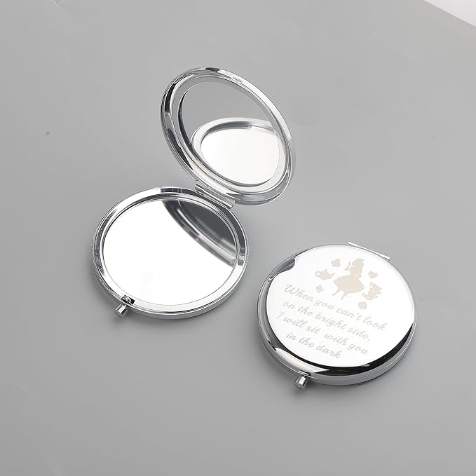 AKTAP Fairy Tale Gifts Princess Fans Compact Mirror I Will Sit with You in The Dark Makeup Mirror for Women