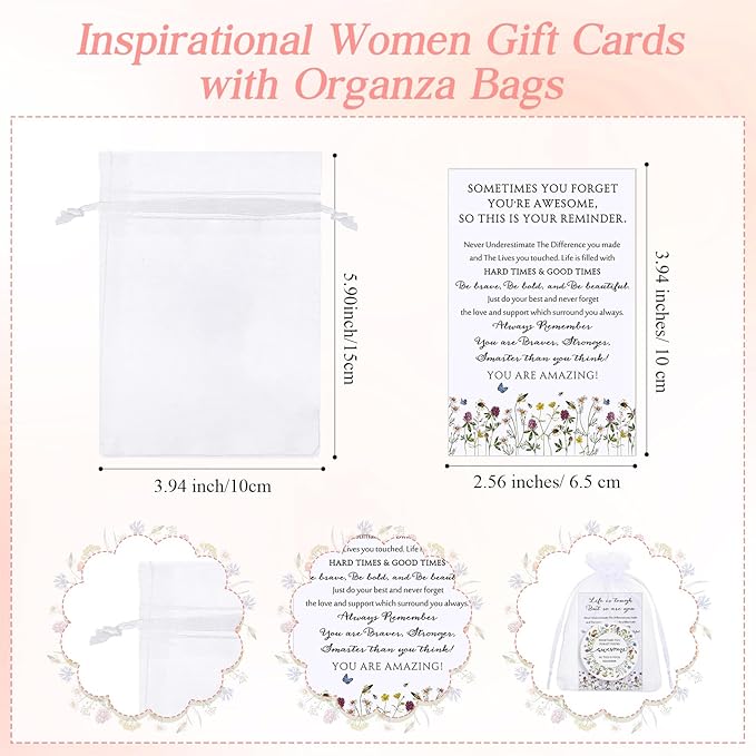 50 Set Mother's Day Inspirational Compact Mirror Religious Bulk Gift for Women Christian Mini Makeup Pocket Mirror Administrative Professional Gift with Card for Volunteer Employee Teacher(Wildflower)