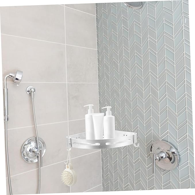 Punch Triangle Wall-Mounted Storage Rack Aluminum Shelf for Bathroom Kitchen Organization Silver Design for Efficient Space Utilization