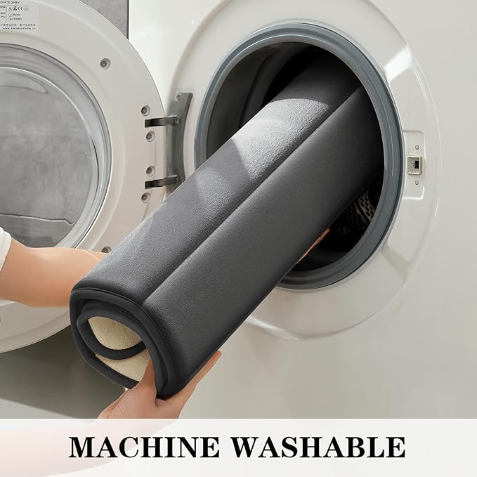 BYSURE Dark Grey Memory Foam Bath Mats, Non Slip Extra Soft Absorbent Machine WashableToilet Bathroom Rug Set 3 Piece (20"x32"+24"x44"+U Shape 20"x24")