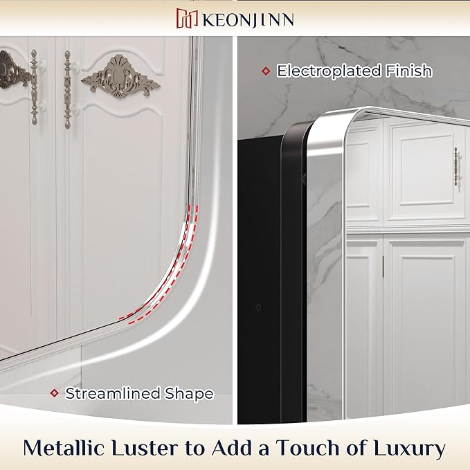 Keonjinn 20 x 26 Inch Chrome Recessed Medicine Cabinets, Mirrored Bathroom Medicine Cabinet, Elegant Stainless Steel Framed, Stepless Adjustable Shelves, In Wall or Surface Mount, Soft Closing, Modern