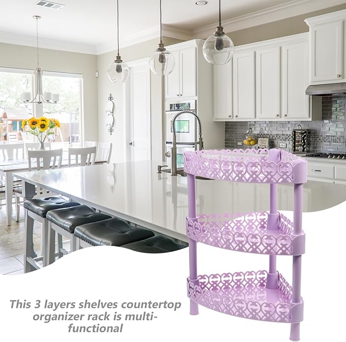 SOLUSTRE Plastic Storage Shelves Bathroom Shelf Corner Organizer Desk Stand Rack Basket for Home Kitchen Bathroom