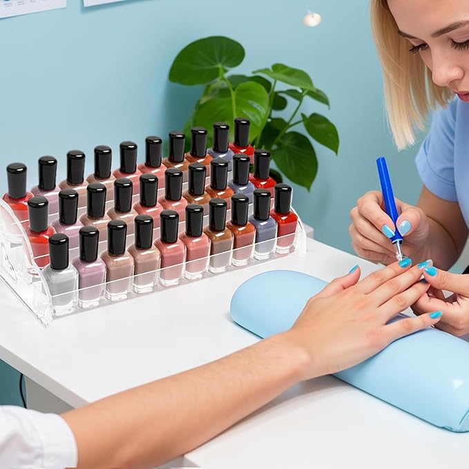 Nimiah 6-Layer Nail Polish Storage - Clear Acrylic Vanity Display Rack Nail Polish Holder Organizer Holds up to 72 Bottles Essential Oils Ink Stand