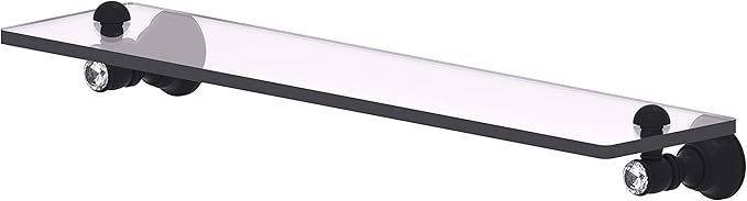 Allied Brass CC-1-22 Carolina Crystal Collection 22 Inch Glass Shelf, Matte Black