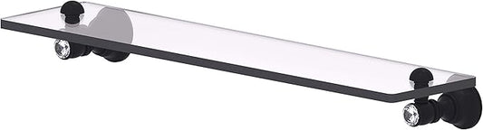 Allied Brass CC-1-22 Carolina Crystal Collection 22 Inch Glass Shelf, Matte Black