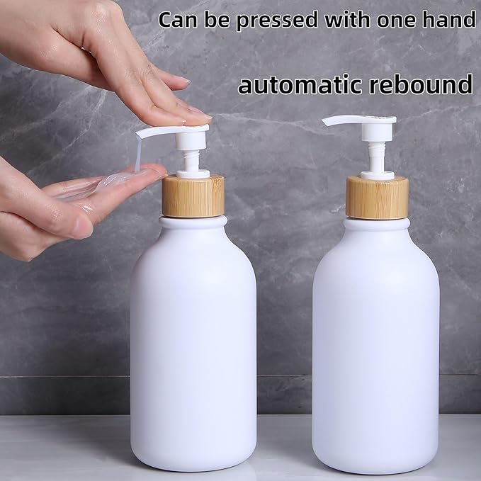 Matte White Bathroom Accessories Set 9PCS,Bamboo Bathroom Accessories Sets Complete with Trash Can,Soap Dispenser and Toothbrush Holder Set,Toilet Brush,Qtip Holder,Vanity Tray,Soap Dish