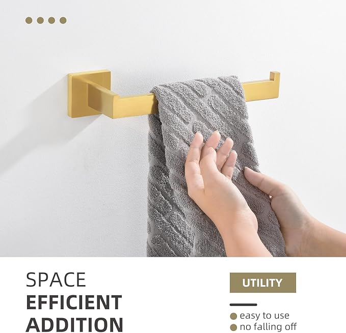 Angle Simple Hand Towel Holder for Bathroom, SUS 304 Stainless Steel Towel Rack Hanger Wall Mounted, Brushed Dark Gold, 10.24 Inches