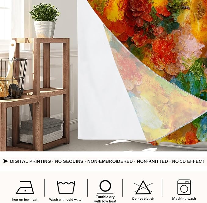 Shrahala Colorful Abstract Paint No Hooks Shower Curtain with Snap in Liner Set, Multicolor Modern Artist Bathroom Décor Polyester Fiber Waterproof for Stall Bathtubs 71 X 86 in