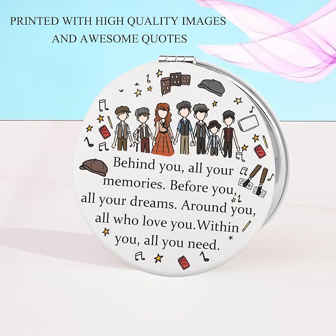 FEELMEM News Musical Gift Behind You All Your Memories Compact Mirror for News Musical Lovers Theatre Lovers